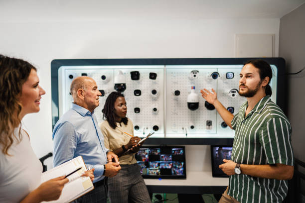 Business Presentation Of Security Cameras In Showroom